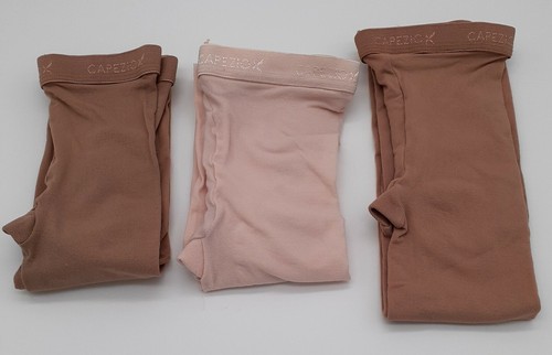 CAPEZIO Girls Transition Dance Tights Lot Of (3) 2 CARAMEL Sz S & M/S, 1 Pink M