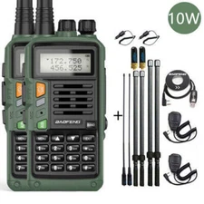 2SET BAOFENG TRI-BAND WALKIE TALKIE TWO WAY RADIO FM HAM LONG RANGE RADIO 5KM US