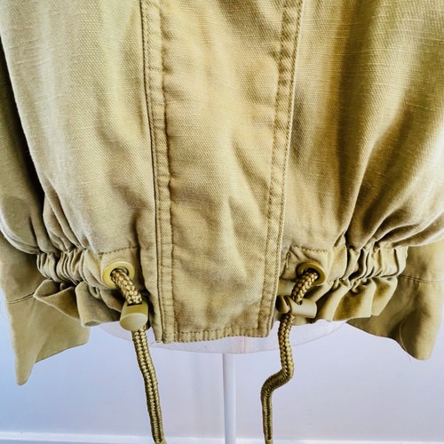 Weekday Size XS 6 8 10 Khaki Olive Green Cotton Blend Daphne Bomber Jacket Hood - Picture 12 of 18