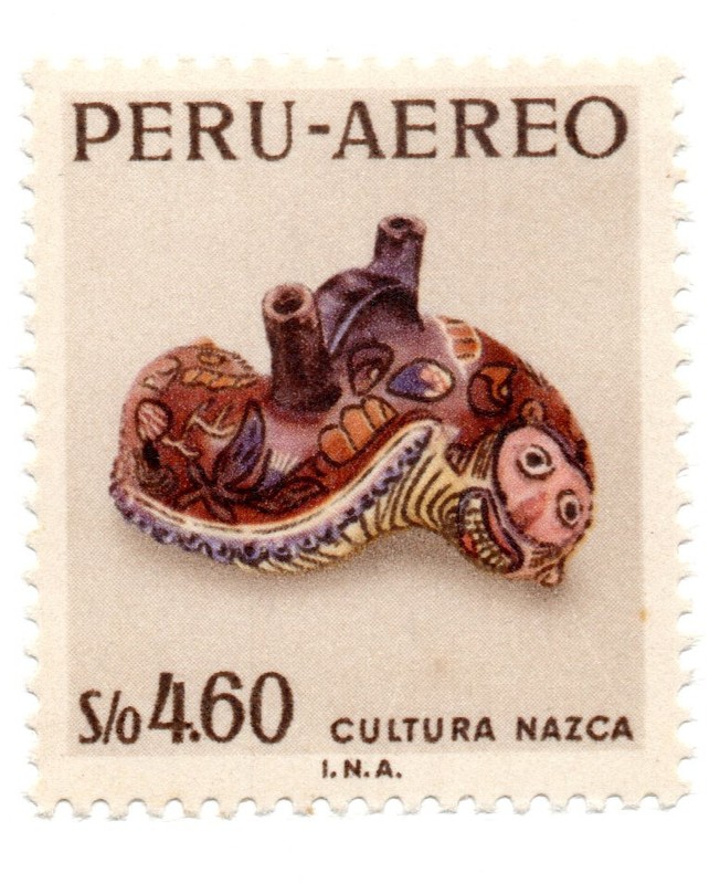 Ancient Ceramic Nazca Culture, Peruvian Art,S/.4.60, Perú 1968, accept offers