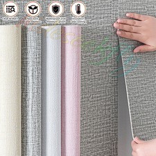 8X Self Adhesive Thick Wallpaper 3D Faux Linen Textured Waterproof Wall Sticker