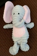 Chick Pea Plush Elephant Baby Lovey Gray  Pink Ribbed Corduroy 10"