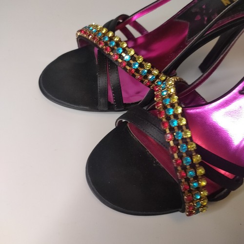 Y2k Vintage Morgan De Toi Stiletto Heels UK 5 Black Jewelled Multicolor Shoe - Bild 13 von 15