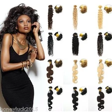 7A  20" Body Wavy/curly Remy Fusion Nail U Tip Keratin Human Hair Extensions 