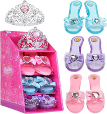 Girls Play Set Fashion Princess Dress up Shoes and Tiara 3 Pairs of Shoes ...