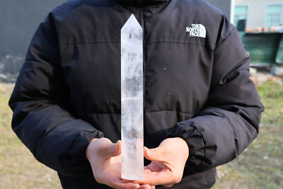 0.95kg Clear quartz Obelisk Natural Quartz Crystal Wand Point Reiki Heal WA555