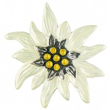 KUEHN Hand Painted Pewter Edelweiss Lapel or Hat Pin From Germany...Large White