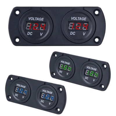 Dual LED Digital Volt Meter Display Boat Voltage Marine Battery Gauge DC 12V 24V