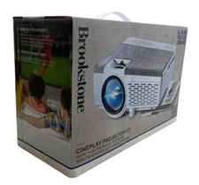 Brookstone White Cineplay All-In-One Home Theater Screen Projector Set