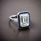 Lab-Created 3.10CT Emerald Cut Diamond & Sapphire Vintage Ring 14K White Gold FN