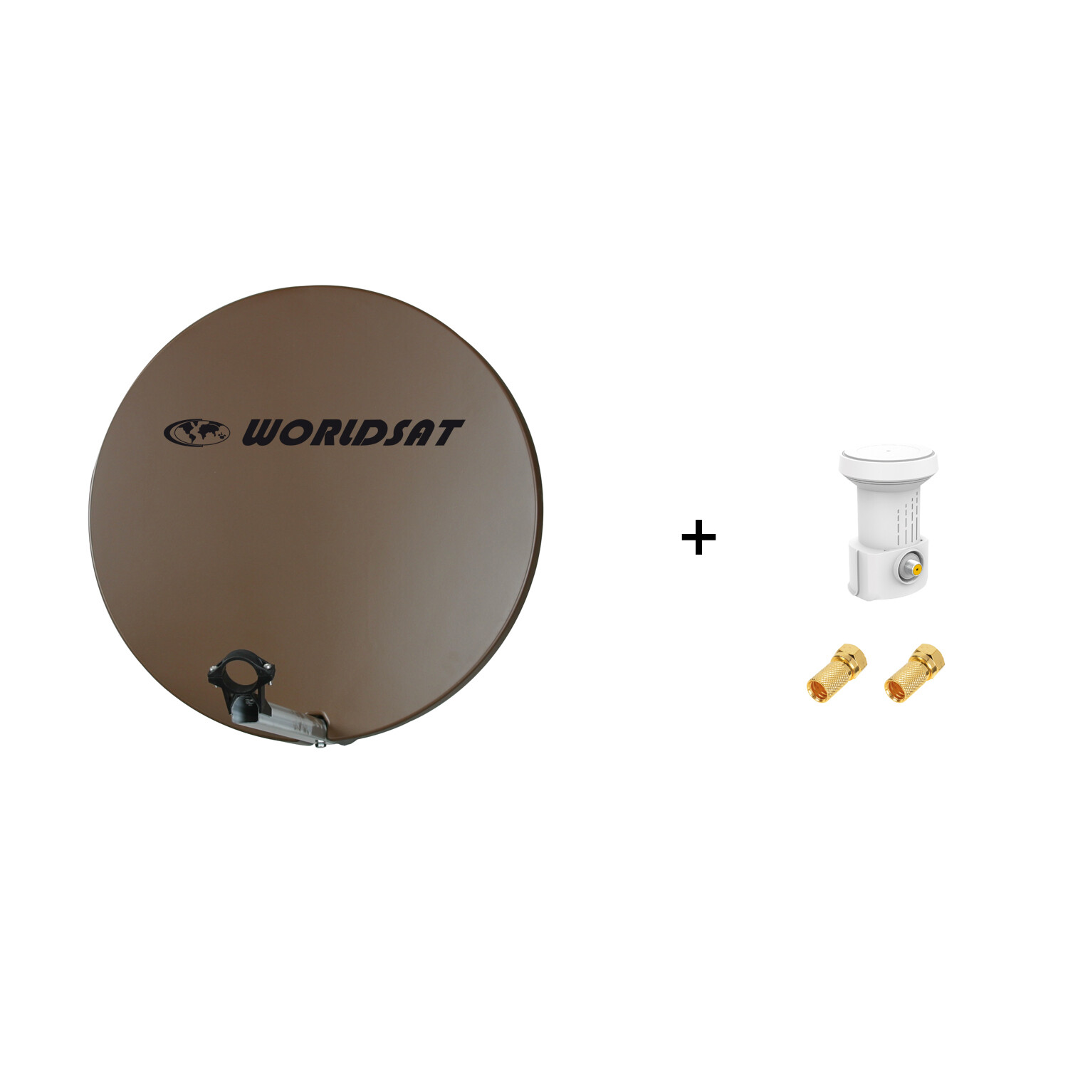 Antenne parabole fibre SMC 60cm marron WORLDSAT LNB universel pour décodeur TV satellite