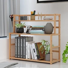 Tabletop Wood Desktop Book Shelf, Office Desk Files Storage Shelving Rack US