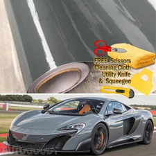 108" x 60" Super Gloss Nardo Gray Vinyl Film Wrap Air Bubble Free 9ft x 5ft