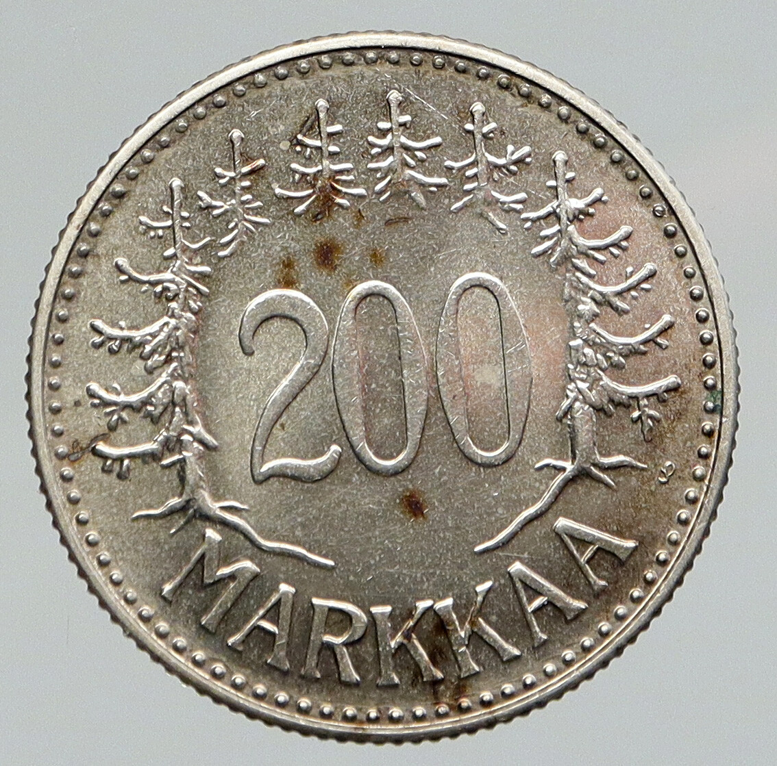 1959 FINLAND Pine Trees VINTAGE OLD Lion & Shield Silver 200 1959 FINLAND Pine Trees VINTAGE OLD Lion & Shield Silver 200