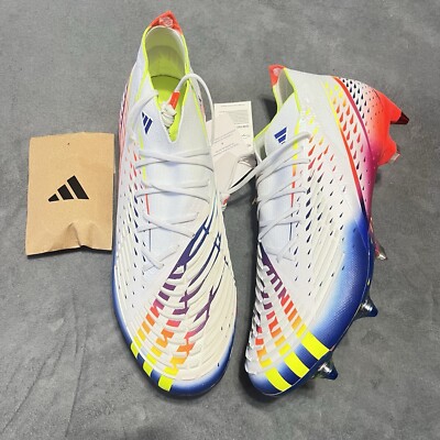Adidas Predator Edge.1 SG Al Rihla White Yellow Blue Cleats GW1021 Size 11 Metal