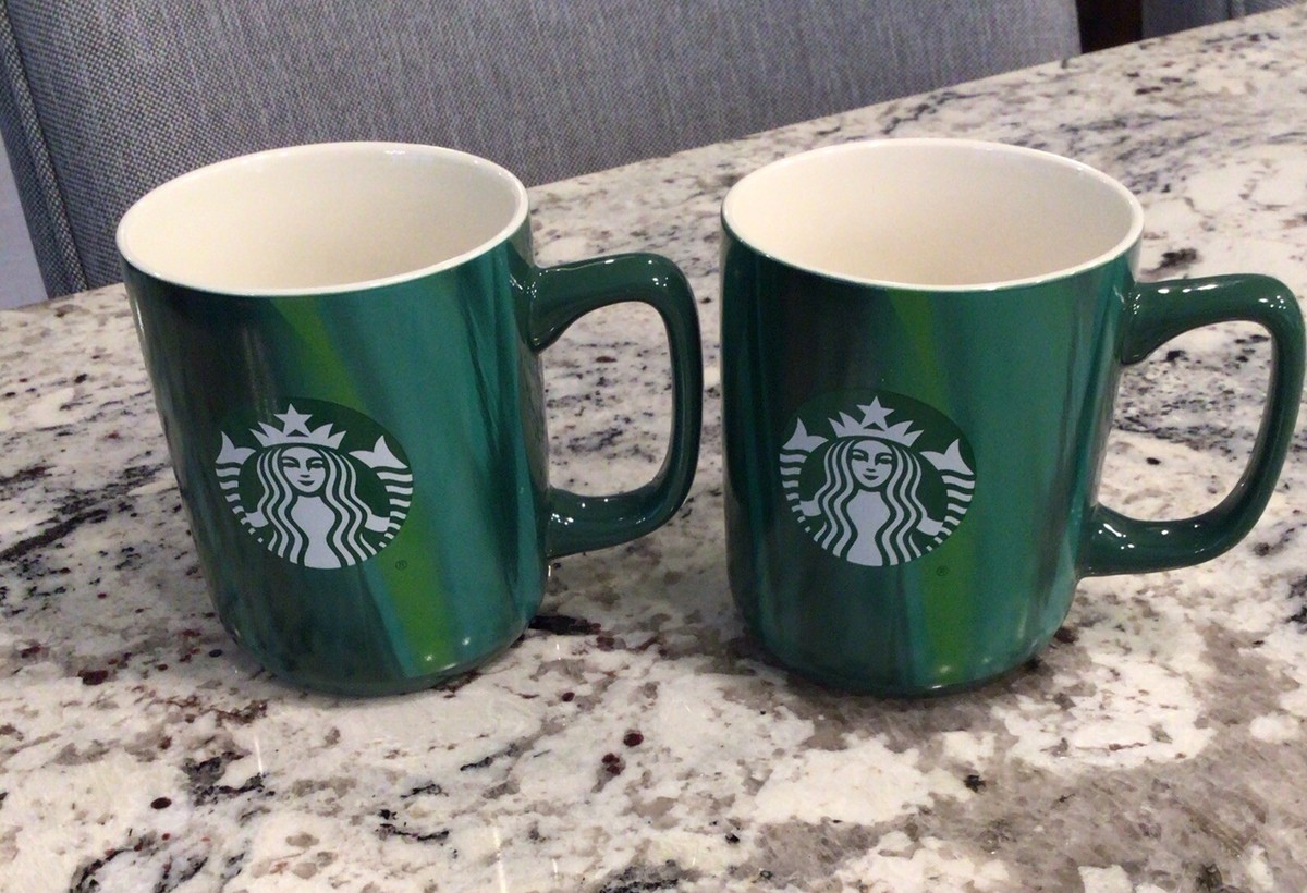 Starbucks Set Of 2= Christmas 2022 Holiday Green Coffee Large Mug 15 Oz New  | eBay