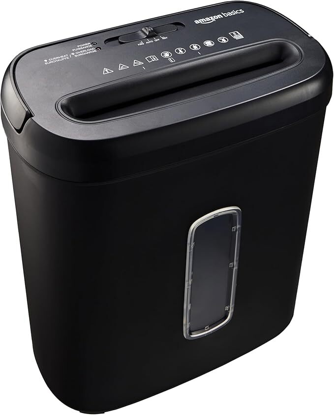 Amazon Basics 8-Sheet Capacity, Cross-Cut Paper and Credit Card Shredder, 4.1 Ga