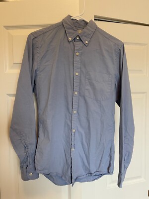 Crew Factory Mens XS Oxford Button Down Shirt Light Blue