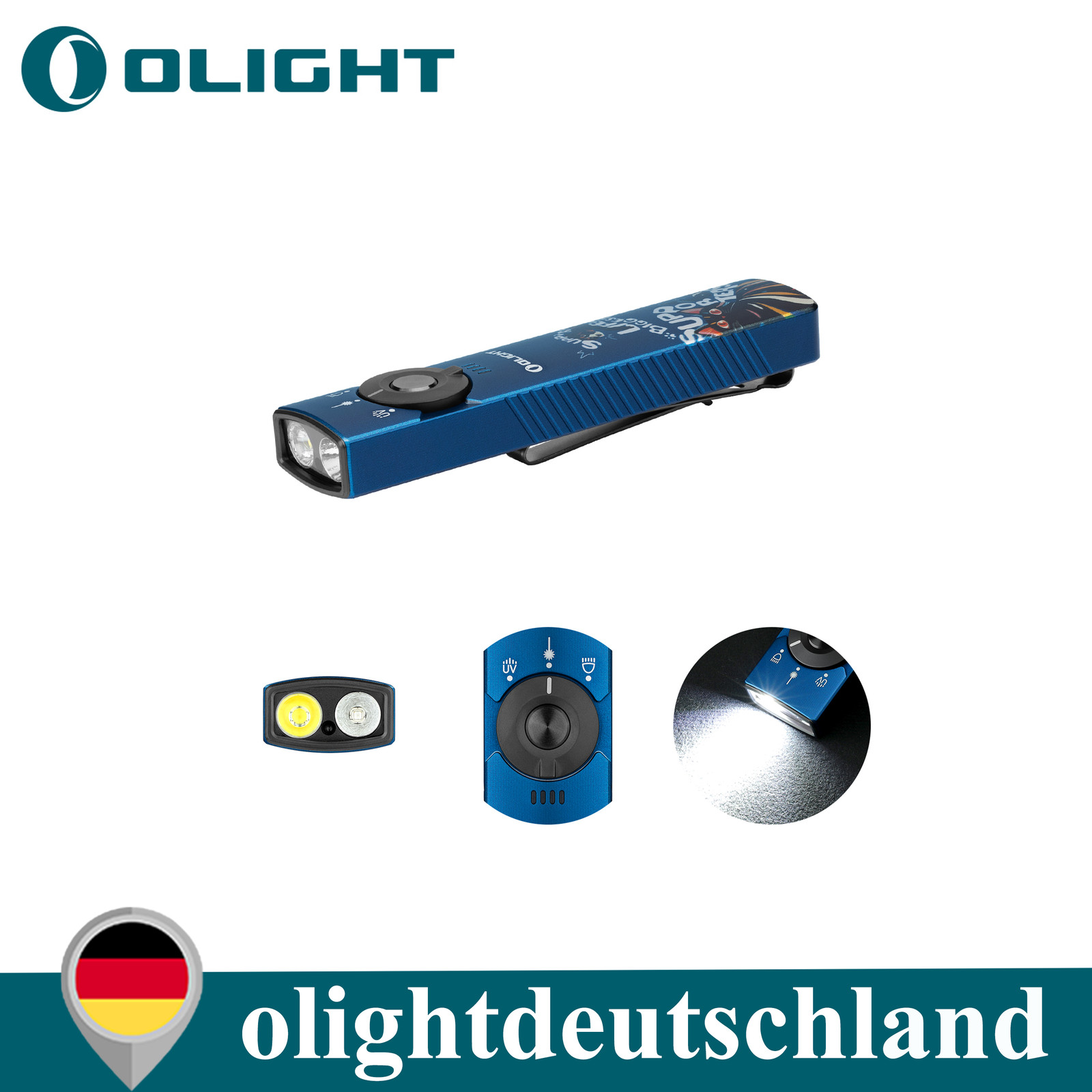 Linterna Olight Arkfeld Pro Clase 1 EDC con Luz Blanca y Luz UV Láser