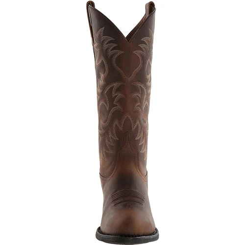 Herren klassische robuste runde Zehenpartie bestickt Western Cowboystiefel Schuhe - Bild 3 von 13