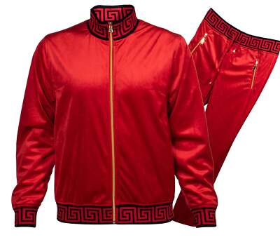 Prestige JGS-268 Jogger Set Full Zip Velour Red