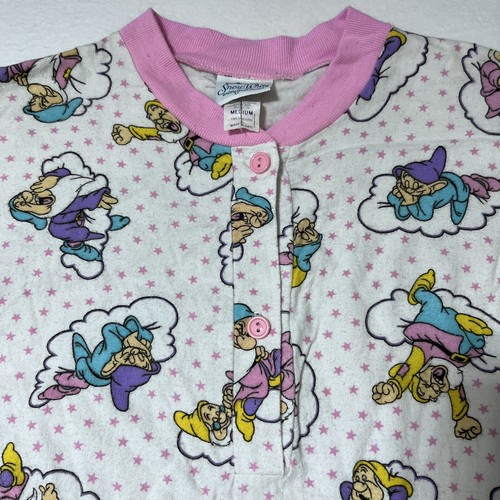 VTG Disney Snow White 7 Dwarfs Cotton Flannel Pajamas Nightshirt Womens Size M - Picture 5 of 10