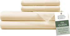 4 Piece Bed Sheet Set Queen Size, 100 Viscose Derived from Bamboo Sheets Set wi