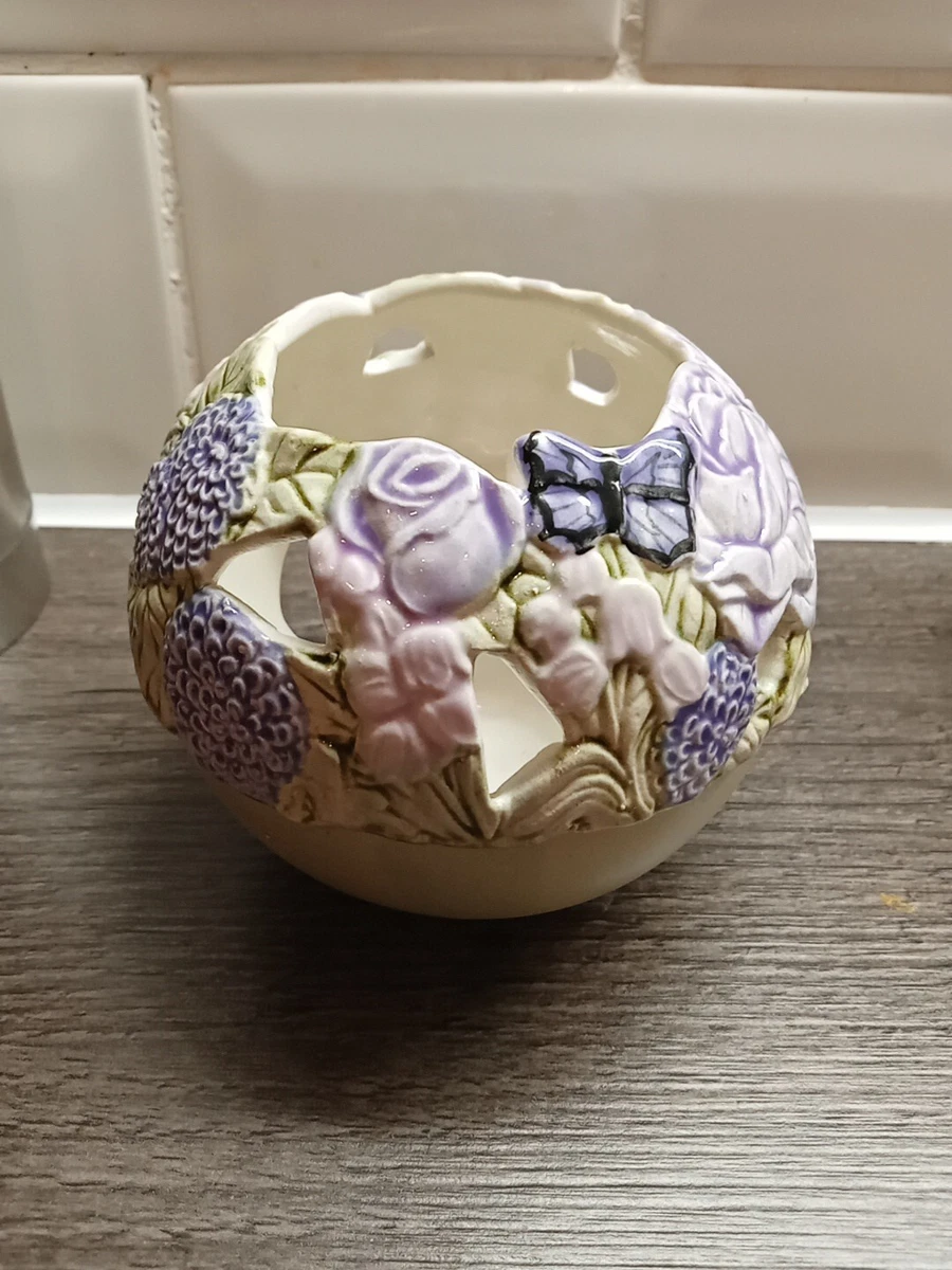 Jacquie Seller Ceramic Floral Tea Light Holder. Scotland