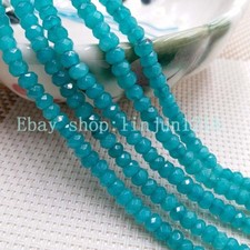 2x4mm Natural Faceted Blue Aquamarine Gemstone Rondelle Loose Beads 15"