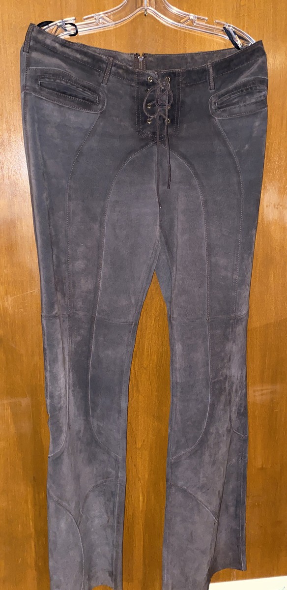 Pantalon En Cuir Noir Bebe Taille 2 (équivalent Taille 0) - Coupe Bootcut à Fermeture éclair Avant - Occasion Très Bon état