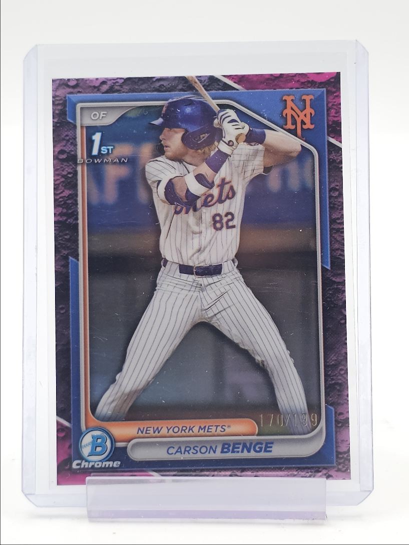 CARSON BENGE 2024 BOWMAN CHROME DRAFT 1ST FUCHSIA LUNAR CRATER /199 Q0963