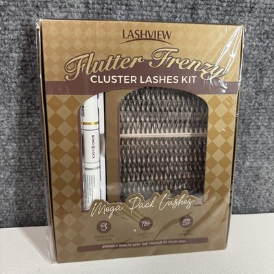 Lashview Flutter Frenzy Cluster Lashes Kit Women Black Mega Pack With Glue