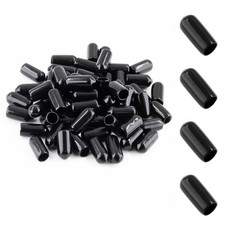 Suiwotin 120PCS Round Rubber End Caps 1/4 inch/6.5mm inch (6.5mm), Black