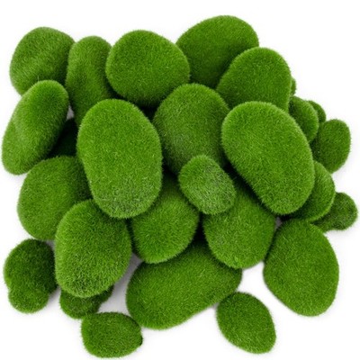 50 Pcs 5 Size Artificial Moss Rocks Decorative, Faux Green Moss Decor Balls f...