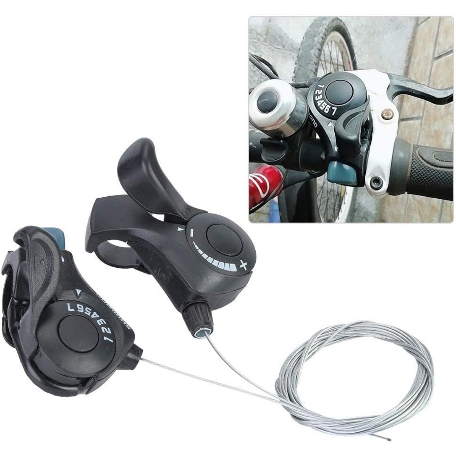 21-Speed MTB Shifters Set Aluminum Alloy w/Thumb Button Lever Control 3x7 Gears