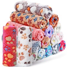 18 Pcs Fleece Pet Blanket Soft Warm Sleep Mat Fluffy Cute Puppy Supplies Paw ...