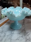 Vintage Fenton Baby Blue Milk LG Compote!! STUNNING & VERY RARE!! Early Fenton!!