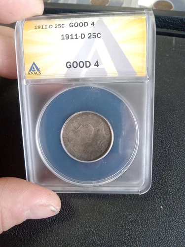 1911 D ANACS G04 GOOD 4 BARBER QUARTER.