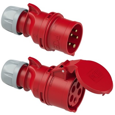 Set PCE 16A CEE-Stecker & Kupplung 5p 230/400V rot