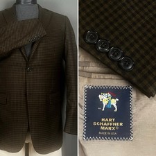 Hart Schaffner Marx New York Fit Brown  Black Plaid Blazer Sport Coat Men  s 40R