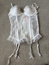 Victoria's Secret Bridal Corset Bustier 34B Sparkly Lace Bows NWT