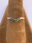 Vtg. Southwest Sterling Silver with V Chevron Turquoise Inlay Ring - Size 7-1/2