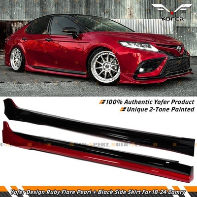 For 18-24 Toyota Camry Yofer Ruby Flare Pearl Black 2 Toned Side Skirt Extension