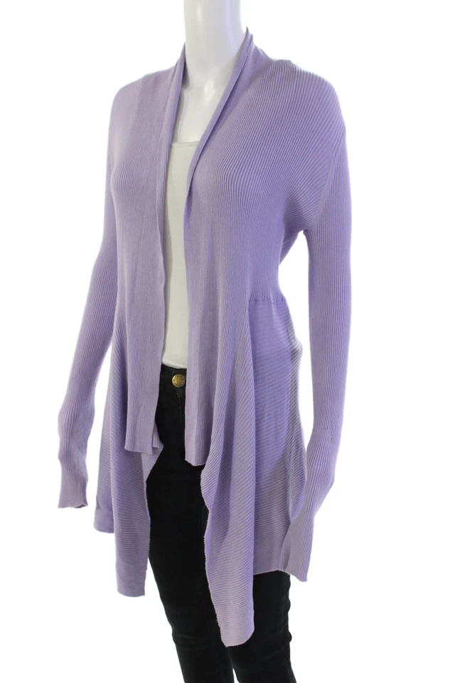 Suéter envolvente acanalado algodón de otoño cachemir para mujer lavanda púrpura talla mediana Foto 2 de 4