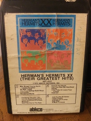 Herman's Hermits "Hermans Hermits XX (Their Greatest Hits) 8 track tape new spli