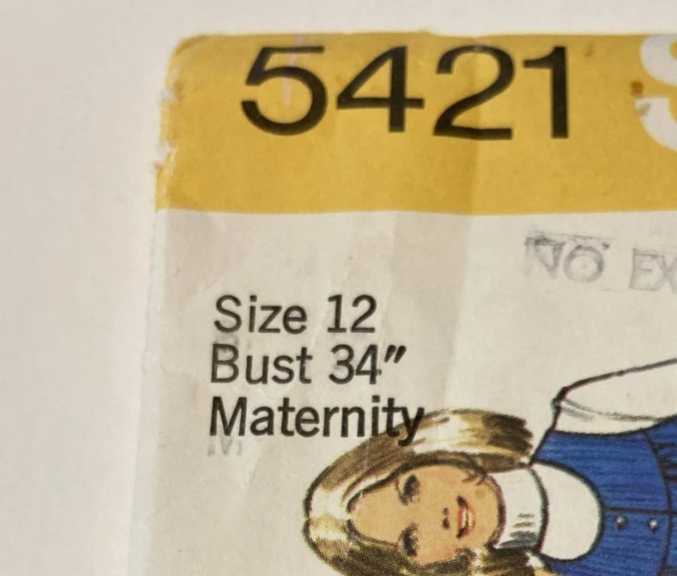 Simplicity Pattern 5421 Maternity Smock-Top Pants Size 12 Vintage 1972 Uncut - Image 2 of 4