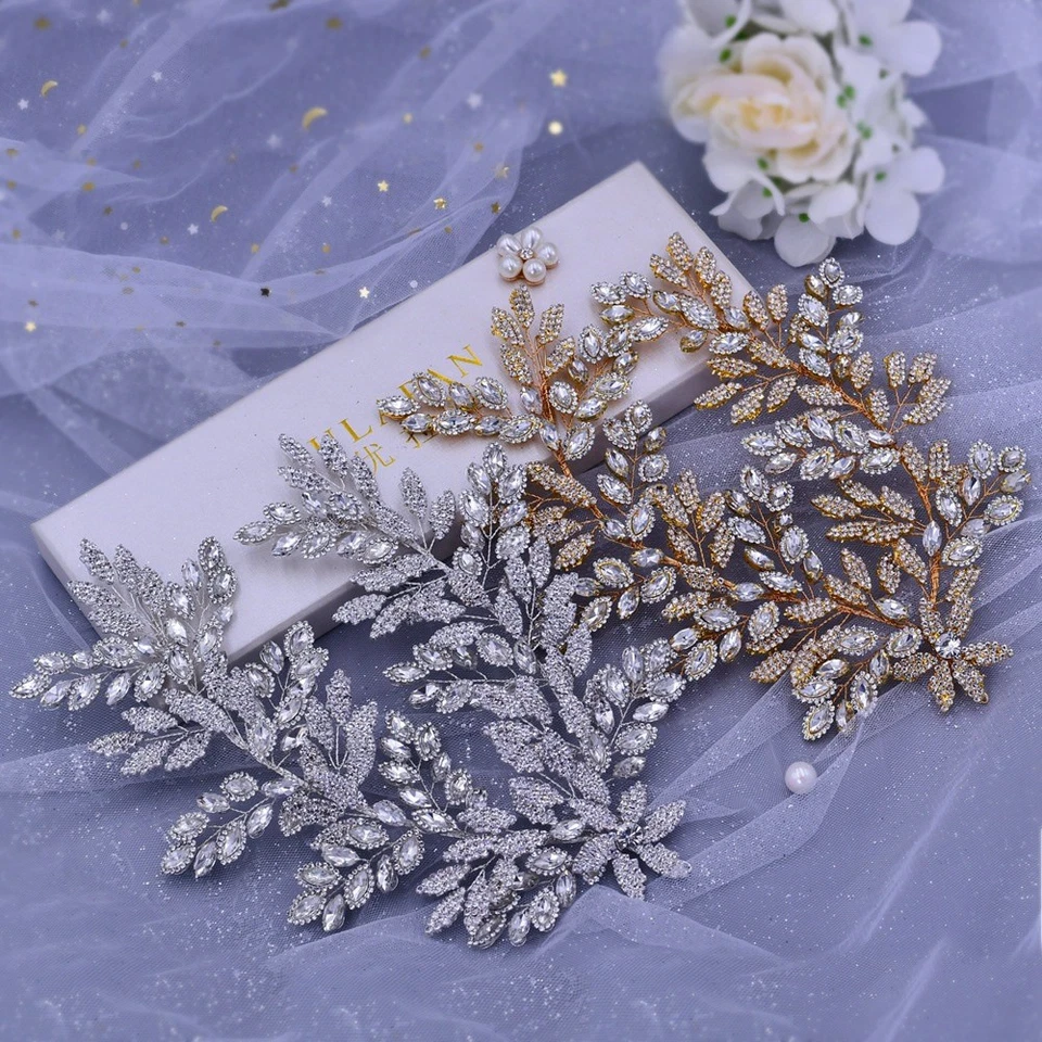 Accesorios de lujo para el cabello de novia con estrás Foto 3 de 4