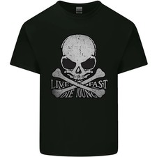 Camiseta Ride Fast Biker Calavera Motocicleta Moto Hombre Algodón Ligero