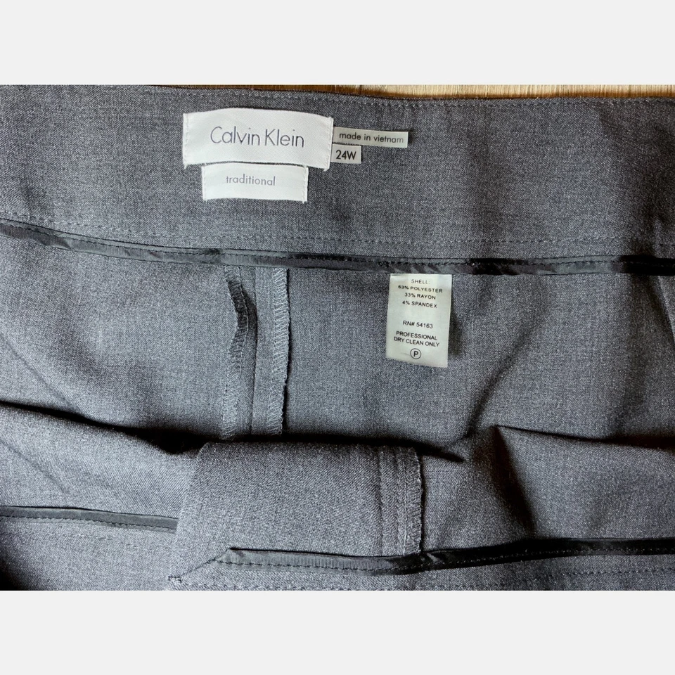 Excellent Condition Calvin Klein 24W Charcoal Gray Traditional Fit Pants Plus Sz - Image 4 of 4