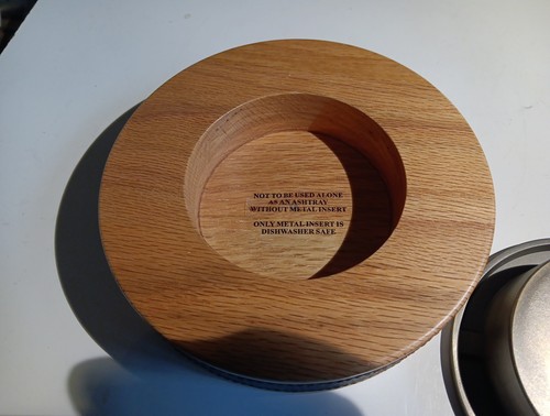 Marlboro Promo Wood Grain Leather Cigarette Ashtray w/ Metal Insert Vintage - Picture 6 of 7